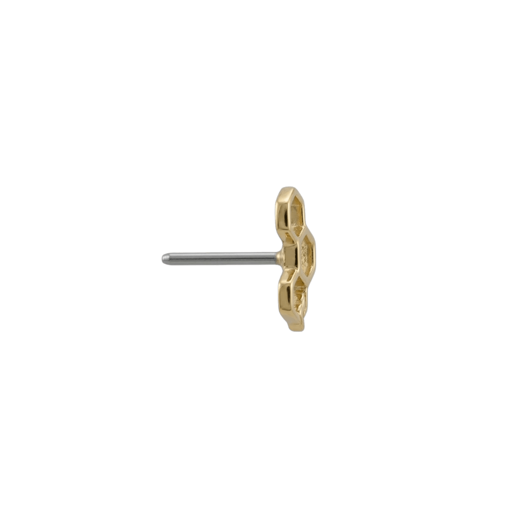 Honeycomb End - 18K Gold Threadless End - piercing - zone.com