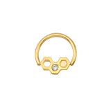 Honeycomb Texture Seamless Ring – 14K Gold Double - Sided Design - piercing - zone.com