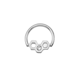 Honeycomb Texture Seamless Ring – 14K Gold Double - Sided Design - piercing - zone.com