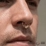 Honeycomb Texture Seamless Ring – 14K Gold Double - Sided Design - piercing - zone.com