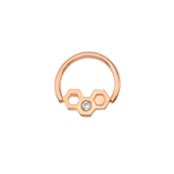 Honeycomb Texture Seamless Ring – 14K Gold Double - Sided Design - piercing - zone.com