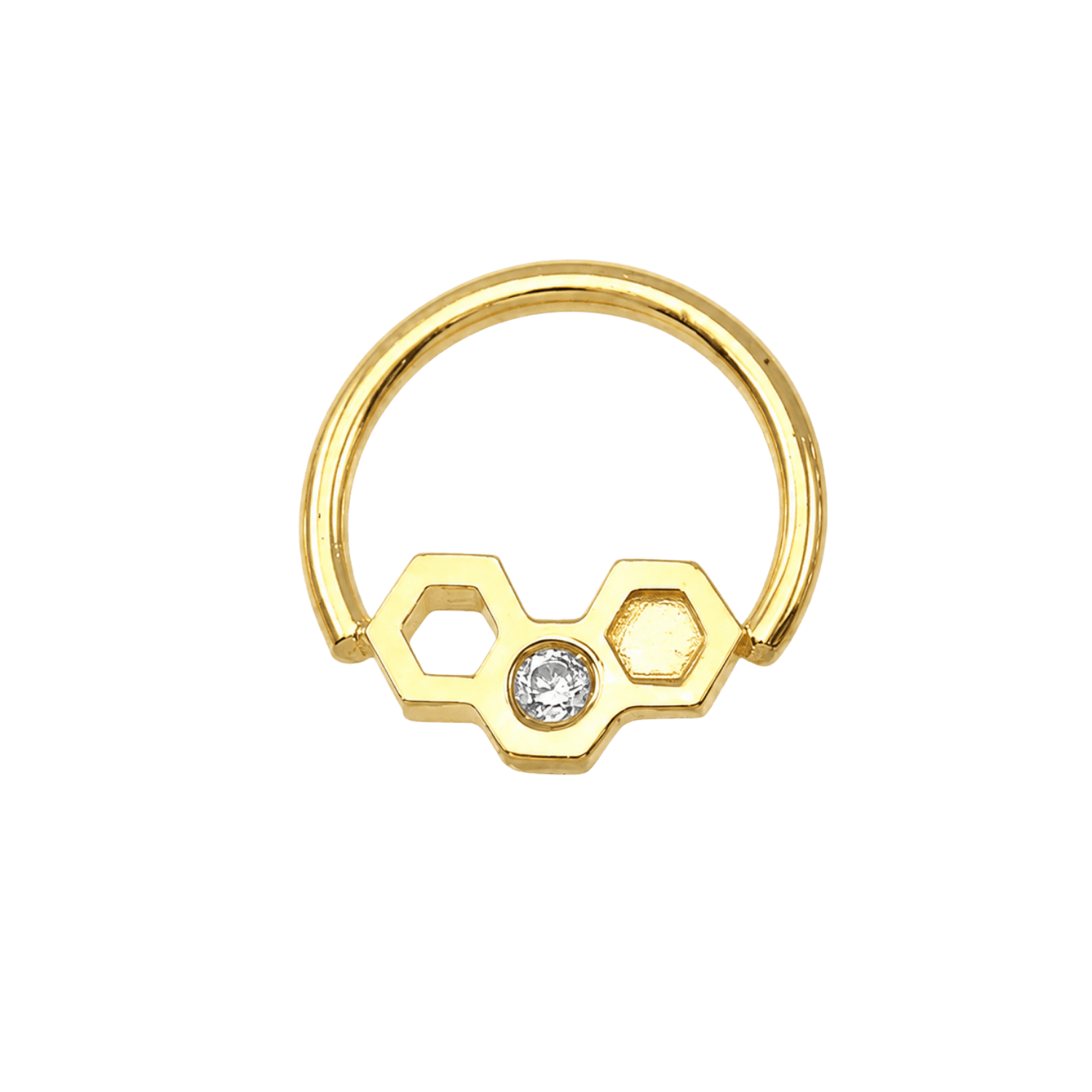 Honeycomb Texture Seamless Ring – 14K Gold Double-Sided Design - piercing-zone.com