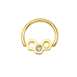 Honeycomb Texture Seamless Ring – 14K Gold Double-Sided Design - piercing-zone.com