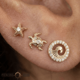 Honu – 14K Gold White Sapphire Threadless End - piercing - zone.com
