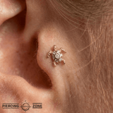 Honu – 14K Gold White Sapphire Threadless End - piercing - zone.com