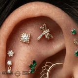 Hoplon - 18K Gold Gem Threadless/Threaded End - piercing-zone.com