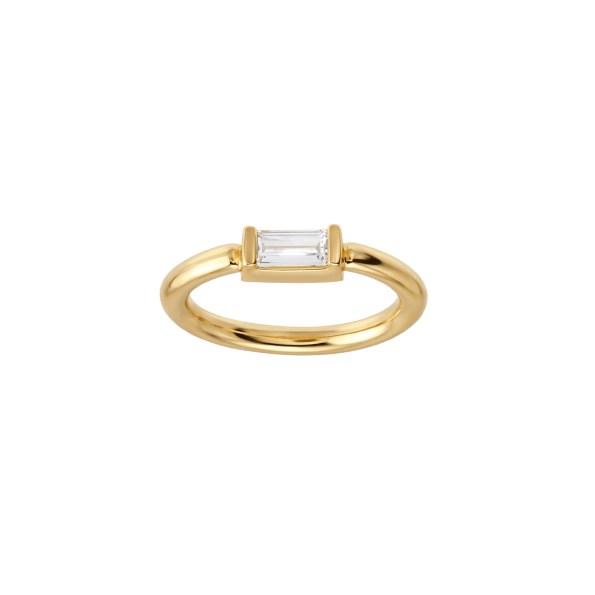 Horizontal Baguette Seamless Ring – 14K Gold Cup & Divot Design - piercing-zone.com