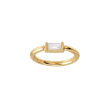 Horizontal Baguette Seamless Ring – 14K Gold Cup & Divot Design - piercing-zone.com