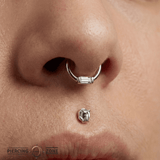 Horizontal Baguette Seamless Ring – 14K Gold Cup & Divot Design - piercing - zone.com