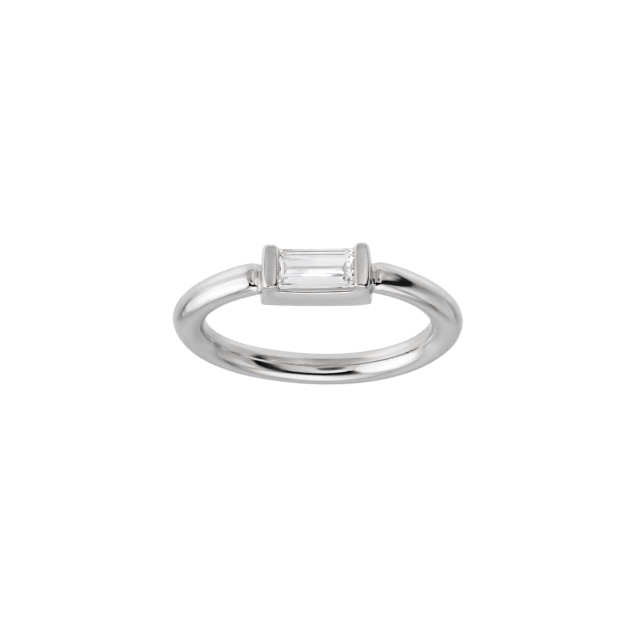 Horizontal Baguette Seamless Ring – 14K Gold Cup & Divot Design - piercing-zone.com