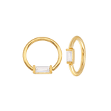 Horizontal Baguette Seamless Ring – 14K Gold Cup & Divot Design - piercing - zone.com