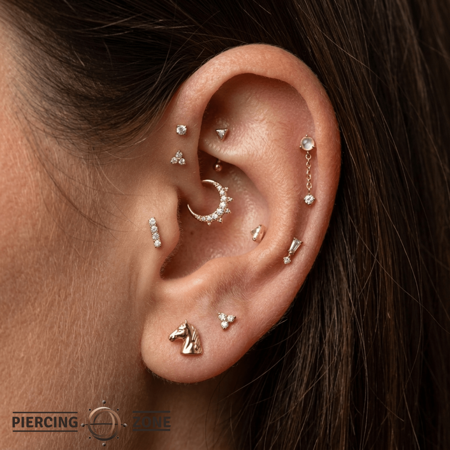 Horse Head - 14K Gold Threadless/Threaded End - piercing - zone.com