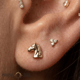 Horse Head - 14K Gold Threadless/Threaded End - piercing - zone.com