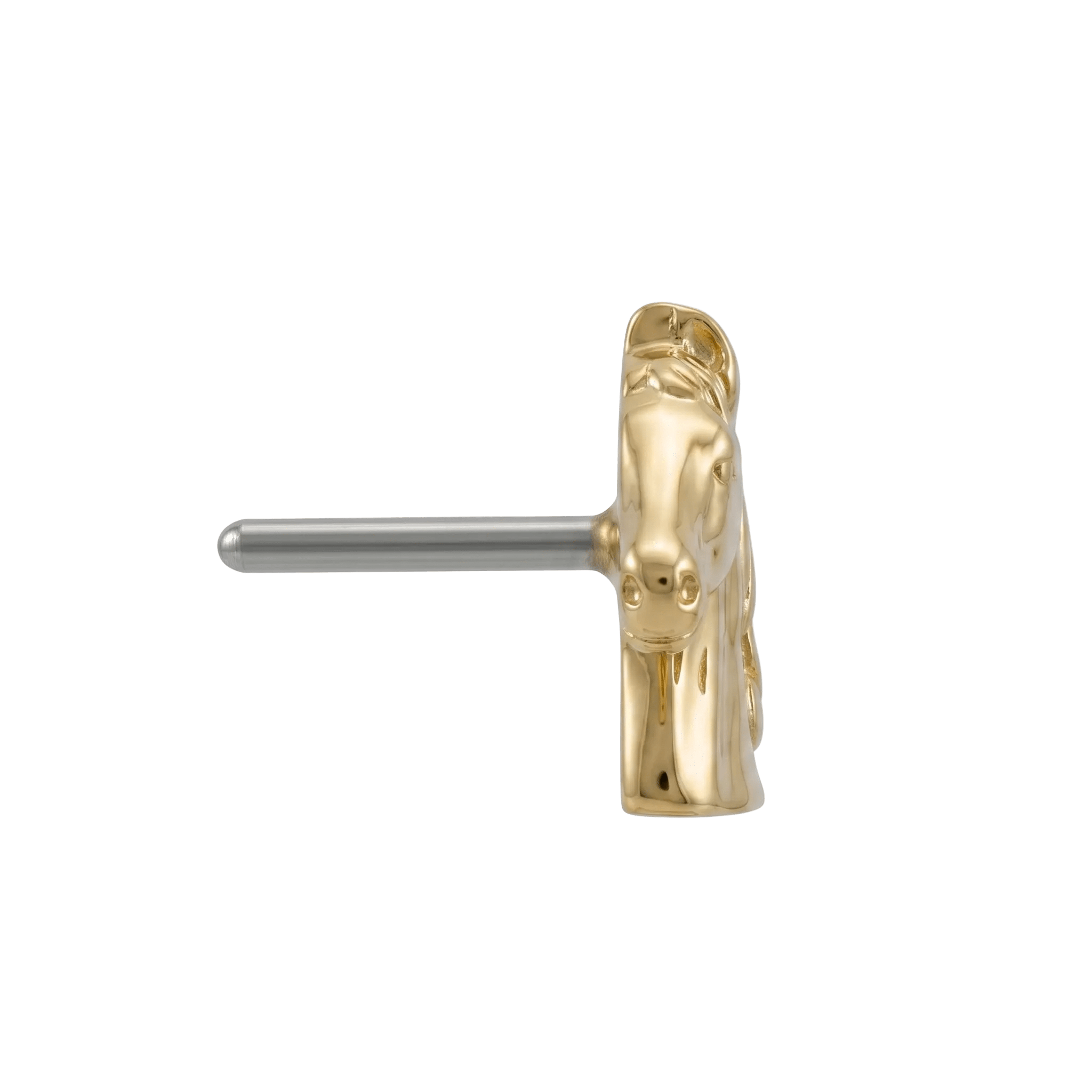 Horse Head - 14K Gold Threadless/Threaded End - piercing - zone.com
