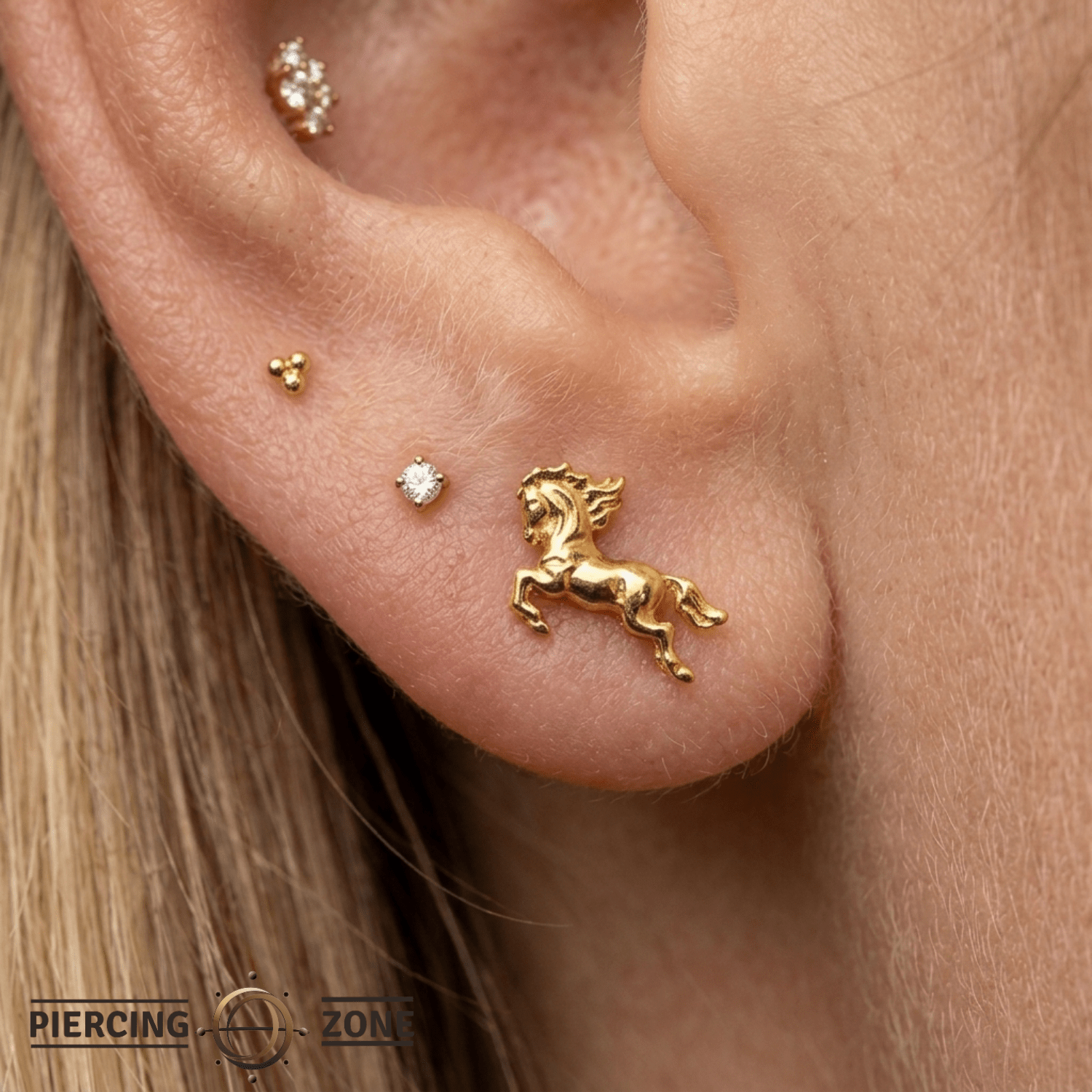 Horse Silhouette – 14K Gold Equestrian Threadless End - piercing - zone.com