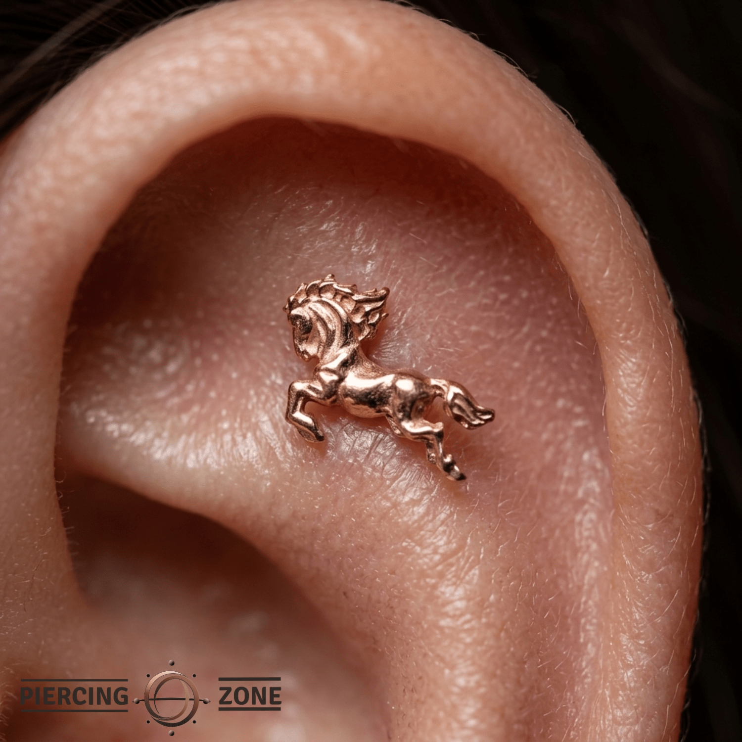 Horse Silhouette – 14K Gold Equestrian Threadless End - piercing - zone.com