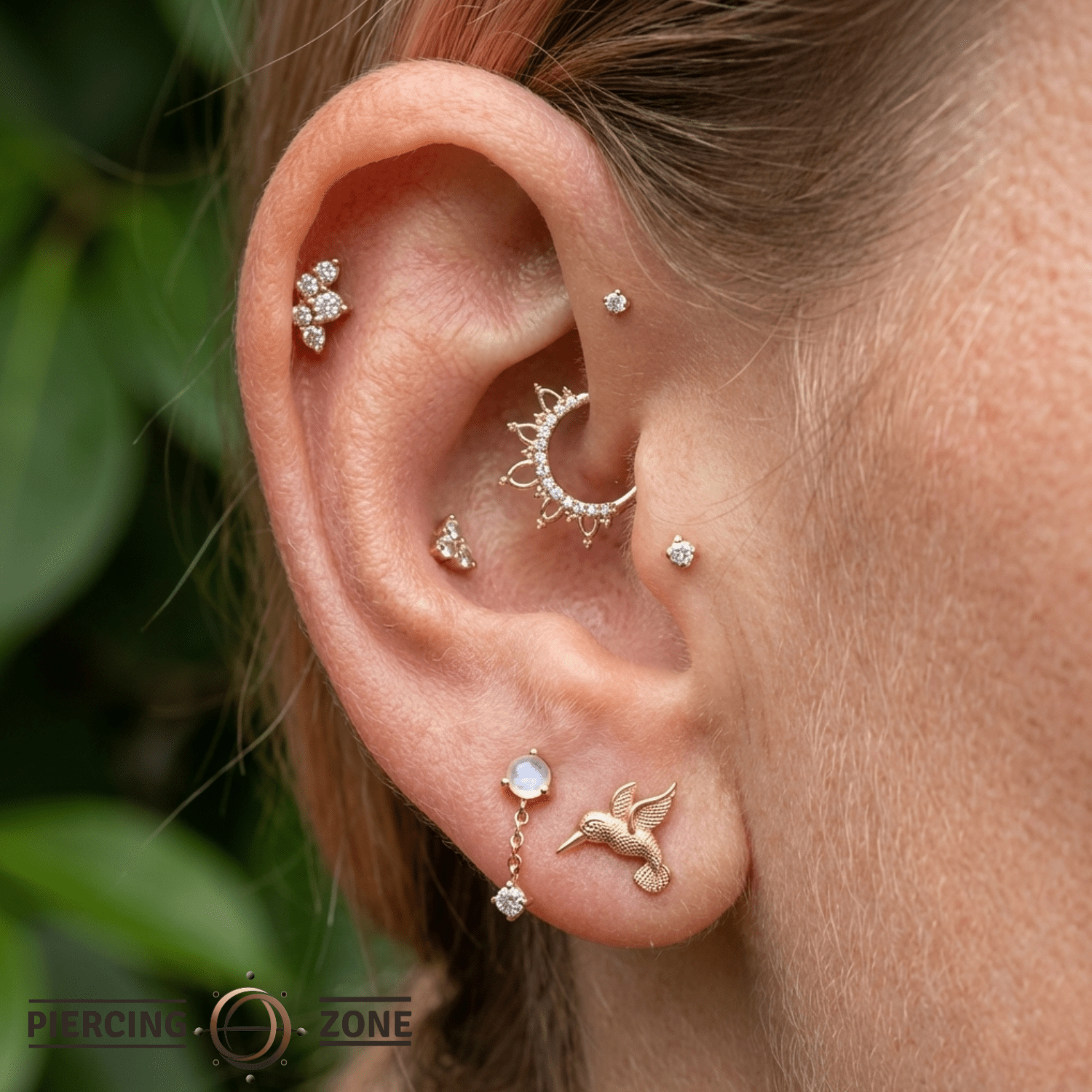 Hummingbird – 14K Gold Threadless/Threaded End - piercing - zone.com