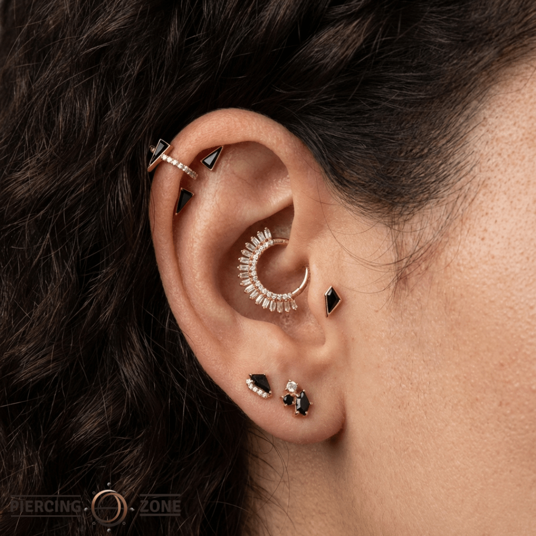 Hypnotic – 14K Gold Swarovski CZ Pavé Clicker Ring - piercing - zone.com