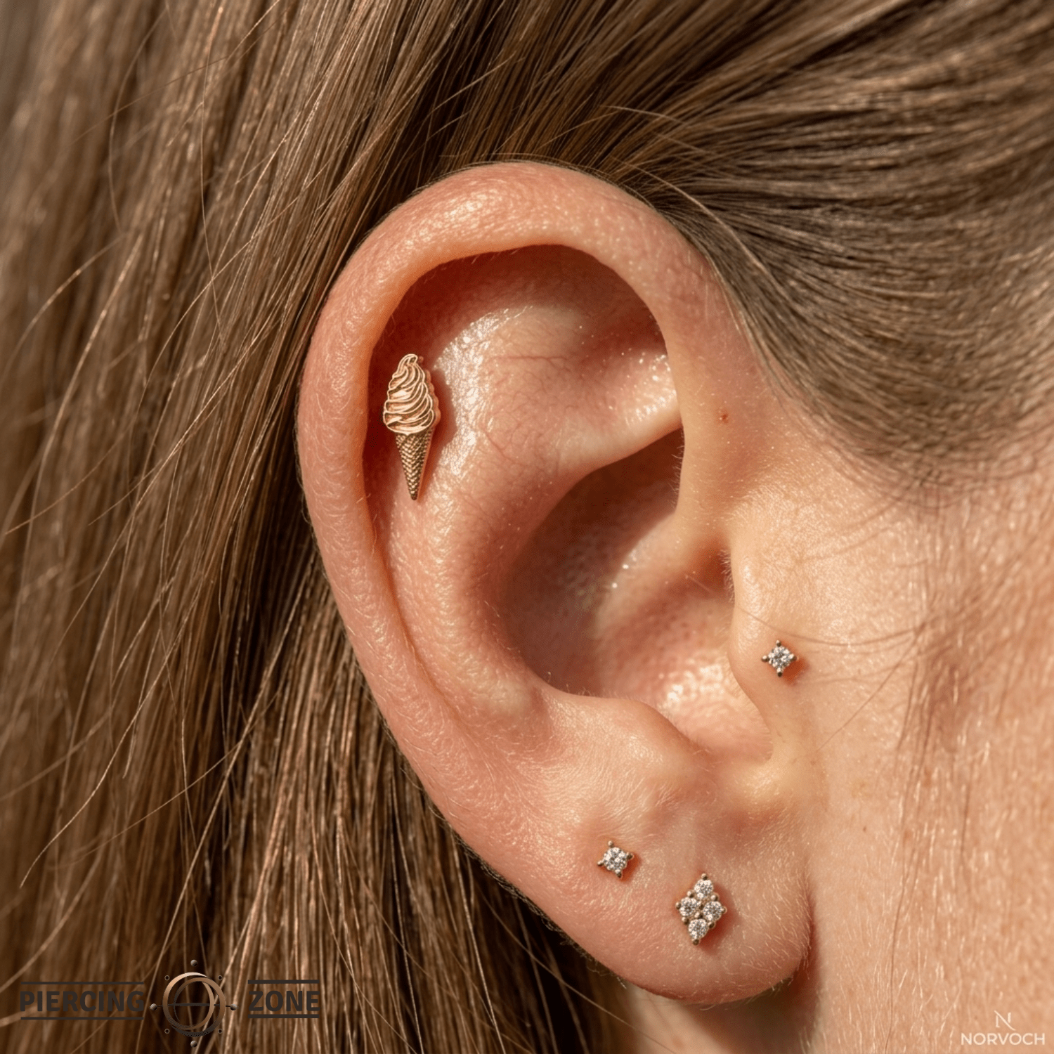 Ice Cream – 14K Gold Threadless/Threaded End - piercing - zone.com