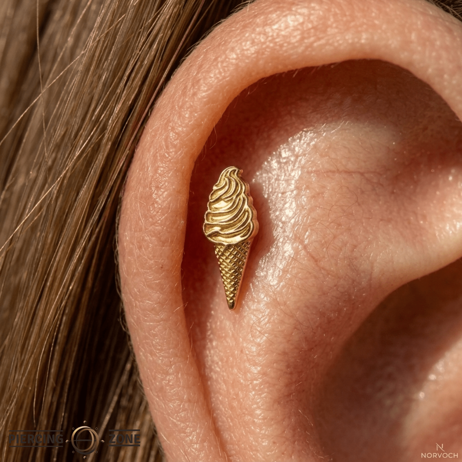 Ice Cream – 14K Gold Threadless/Threaded End - piercing - zone.com
