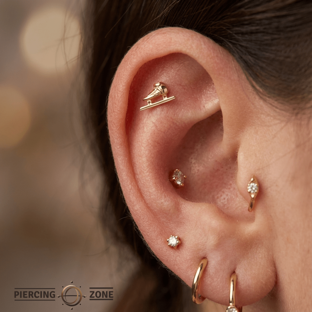 Ice Skate – 14K/18K Gold Threadless End - piercing - zone.com