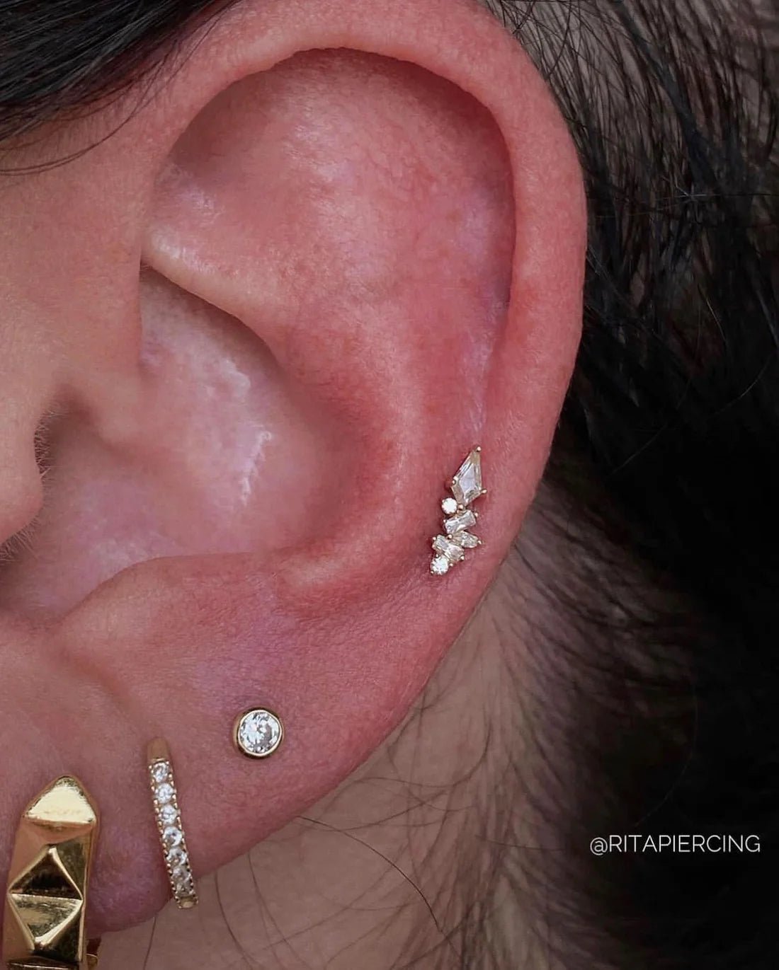 Mixt – CZ Threadless End – 14K Gold