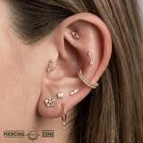 Idolized – 14K Gold Swarovski CZ Baguette & Round Threadless End - piercing - zone.com