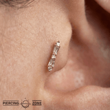 Idolized – 14K Gold Swarovski CZ Baguette & Round Threadless End - piercing - zone.com