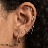 Idolized – 14K Gold Swarovski CZ Baguette & Round Threadless End - piercing - zone.com
