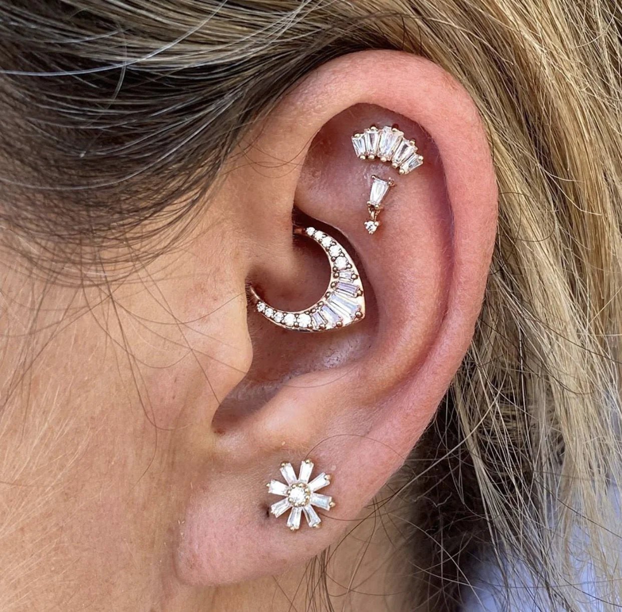 PRISM - CZ - SOLID 14KT GOLD CLICKER piercing-zone.com