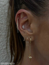 Imogen – Chain Waterfall – 14K Gold Threadless End - piercing - zone.com