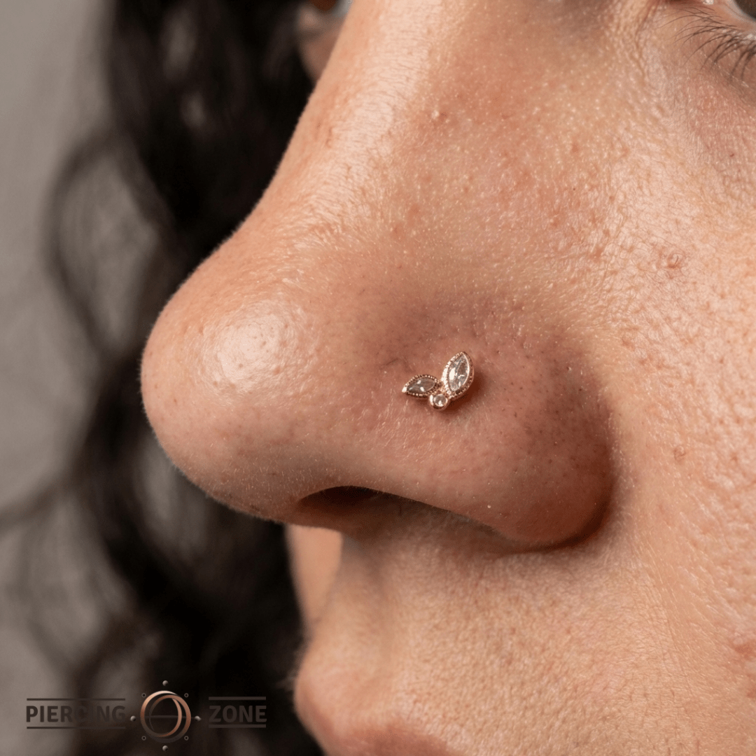 Impulse – 14K Gold Swarovski CZ Leaf & Circle Threadless End - piercing - zone.com