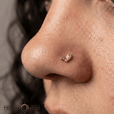 Impulse – 14K Gold Swarovski CZ Leaf & Circle Threadless End - piercing - zone.com