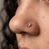 Impulse – 14K Gold Swarovski CZ Leaf & Circle Threadless End - piercing - zone.com