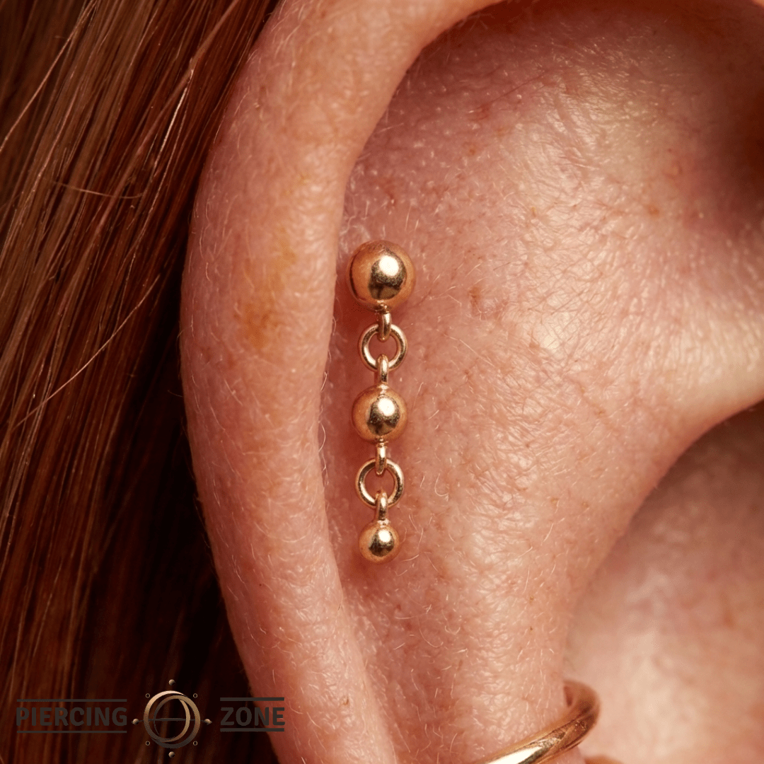 Inanna – 14K Gold Beaded Drop Threadless End - piercing - zone.com