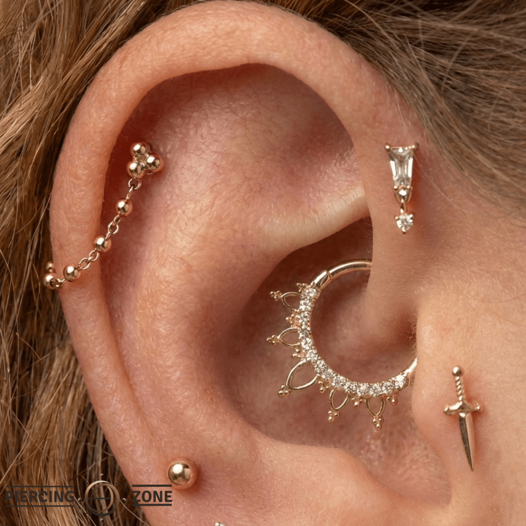 Indra – 14K Gold Swarovski CZ Clicker Ring - piercing - zone.com