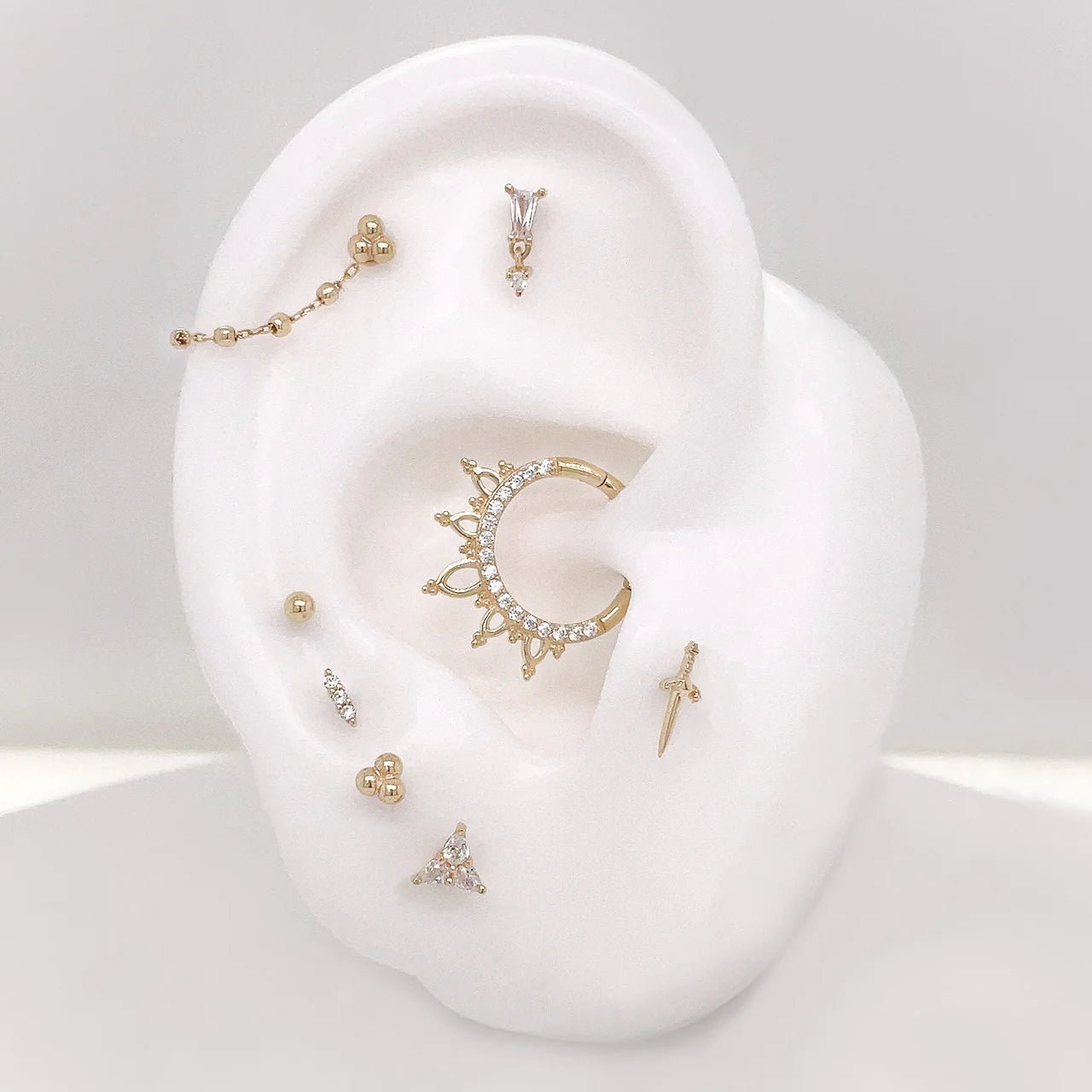 INDRA - SMOKEY QUARTZ - SOLID 14KT GOLD CLICKER piercing-zone.com