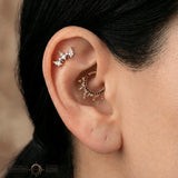 Indra – Smoky Quartz Halo – 14K Gold Clicker Ring - piercing - zone.com