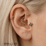 Indra – Smoky Quartz Halo – 14K Gold Clicker Ring - piercing - zone.com