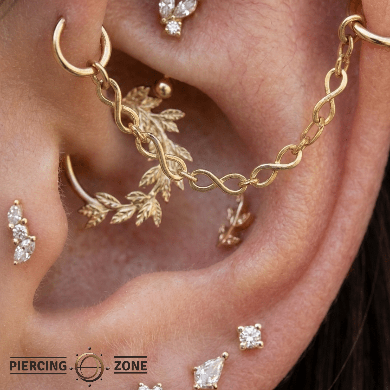 Infinity Chain – 14K Gold Piercing Chain - piercing - zone.com