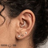 Infinity – Milgrain CZ Cascade – 14K Gold Threadless End - piercing - zone.com