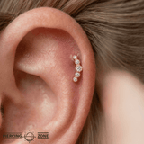 Infinity – Milgrain CZ Cascade – 14K Gold Threadless End - piercing - zone.com