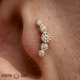Infinity – Milgrain CZ Cascade – 14K Gold Threadless End - piercing - zone.com