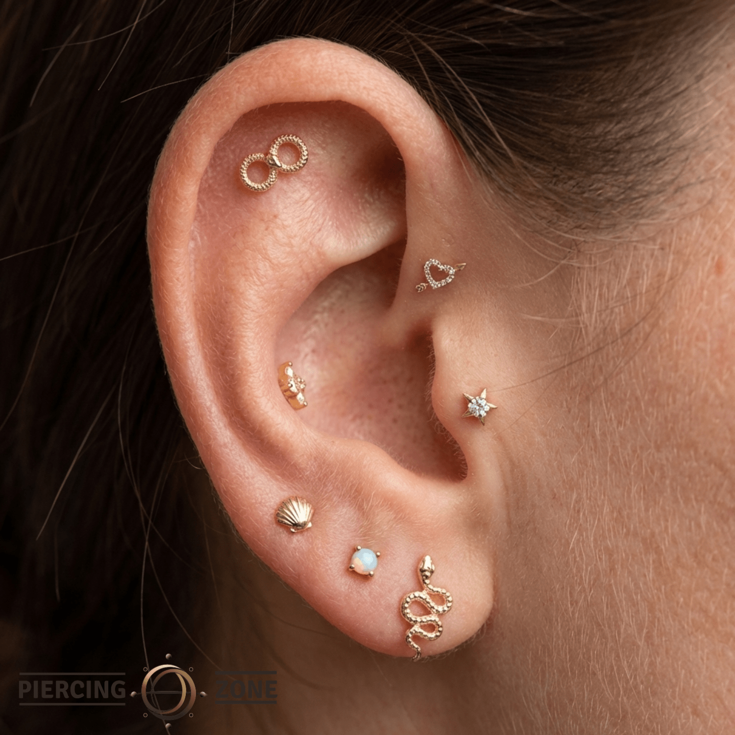 Infinity Snake – 14K Gold Threadless/Threaded End - piercing - zone.com