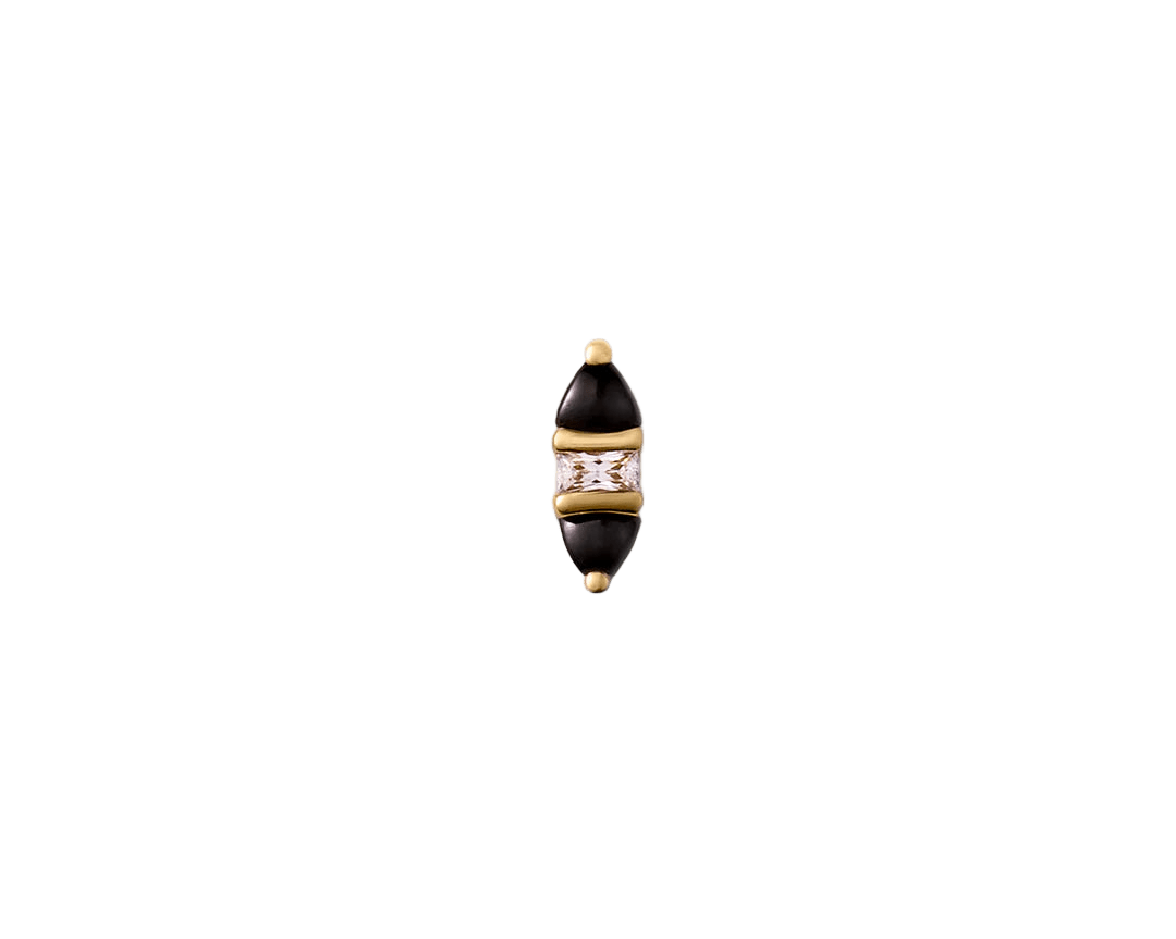 Innuendo – Black Spinel & CZ – 14K Gold Threadless End - piercing - zone.com