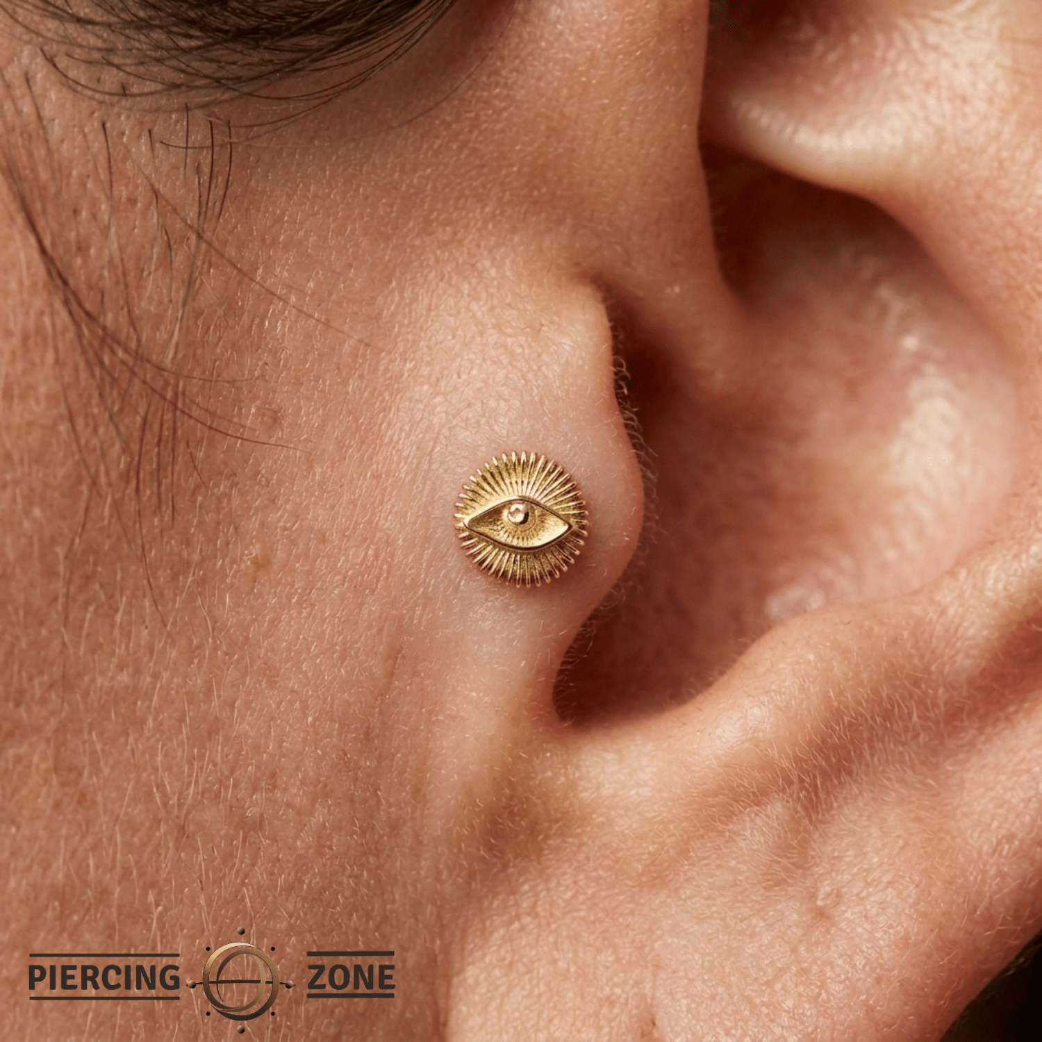 Insight – 14K Gold Radiant Eye Threadless Pin - piercing - zone.com