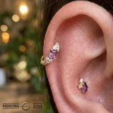 Inspiration – 14K Gold Amethyst & Swarovski CZ Clicker Ring - piercing - zone.com