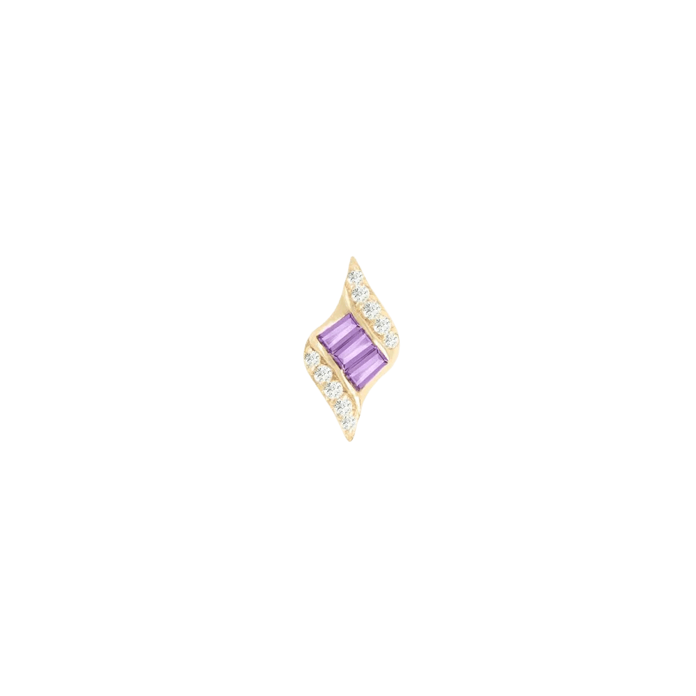 Intrigue – Amethyst – 14K Gold Threadless End - piercing - zone.com