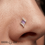 Intrigue – Amethyst – 14K Gold Threadless End - piercing - zone.com