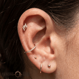Intrigue – Garnet – 14K Gold Threadless End - piercing - zone.com